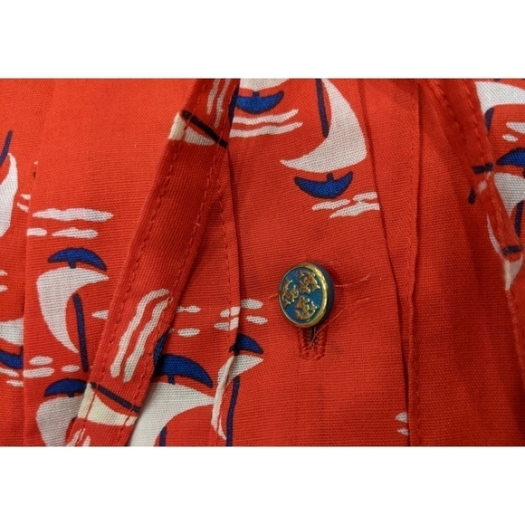 Custom Sailboat Print Pintuck Skirt Button Front Size Small - Picture 2 of 6